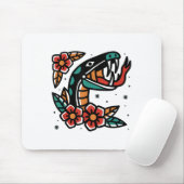 Snake Old School American Traditional Tattoo Flash Mousepad (Mit Mouse)