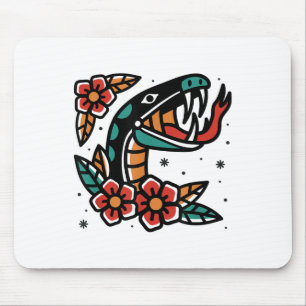 Snake Old School American Traditional Tattoo Flash Mousepad
