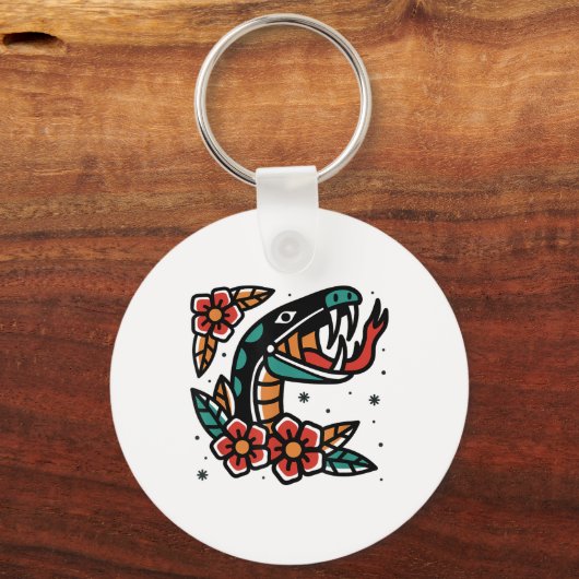 Snake Old School American Traditional Tattoo Flash Schlüsselanhänger (Vorderseite)