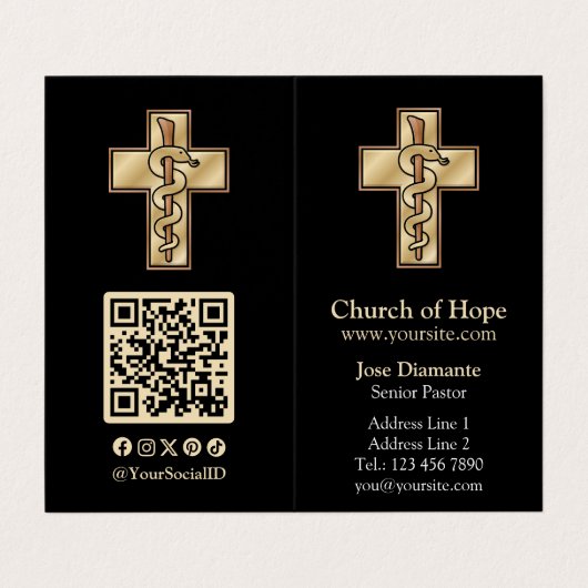 Snake on Cross Visitenkarten (Außenseite Aufgefaltet)