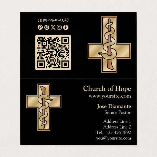 Snake on Cross Visitenkarten (Außenseite Aufgefaltet)
