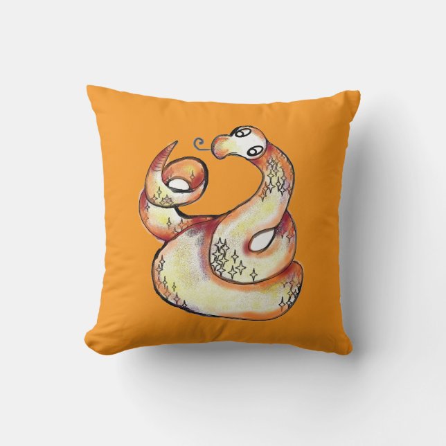 snake on orange kissen (Vorderseite)