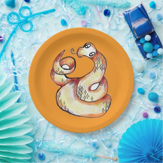 snake on orange pappteller (Party)