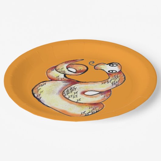 snake on orange pappteller (Schrägansicht)
