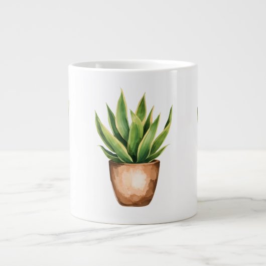 Snake Plant Line Drawing Minimalist Mug Jumbo-Tasse (Vorderseite)