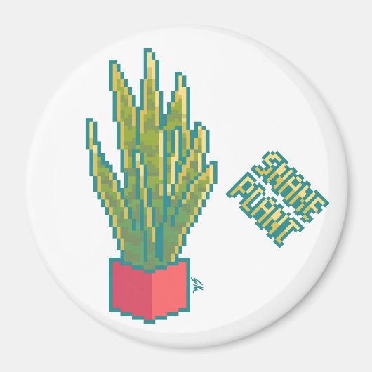 Snake plant Pixelart, Pixel Art Magnet (Vorne)