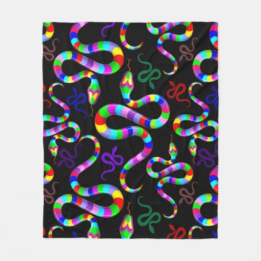 Snake Psychedelic Rainbow Colors Fleecedecke (Vorderseite)
