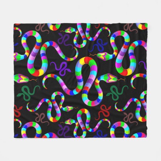 Snake Psychedelic Rainbow Colors Fleecedecke (Vorderseite (Horizontal))