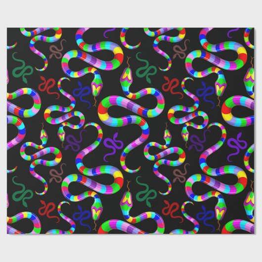 Snake Psychedelic Rainbow Colors Geschenkpapier (Flach)