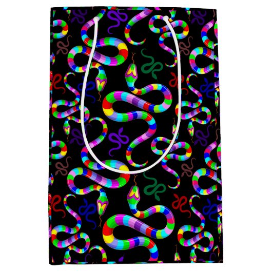 Snake Psychedelic Rainbow Colors Mittlere Geschenktüte (Vorderseite)