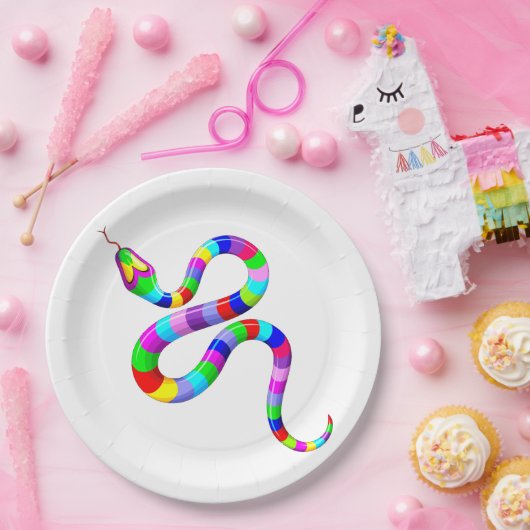Snake Psychedelic Rainbow Colors Pappteller (Party)