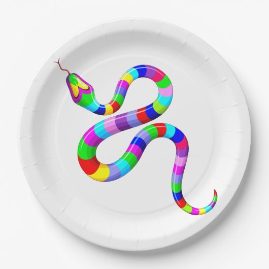 Snake Psychedelic Rainbow Colors Pappteller (Vorderseite)