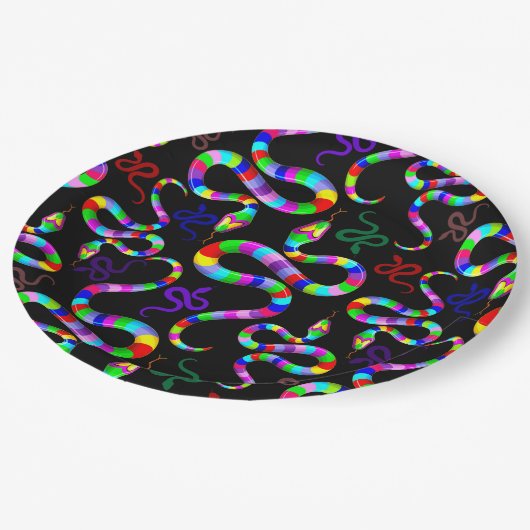 Snake Psychedelic Rainbow Colors Pappteller (Schrägansicht)