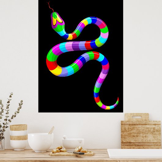 Snake Psychedelic Rainbow Colors Poster (Küche)