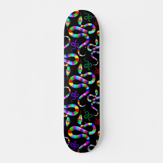 Snake Psychedelic Rainbow Colors Skateboard (Vorne)