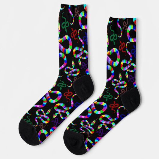 Snake Psychedelic Rainbow Colors Socken (Linkes Detail)