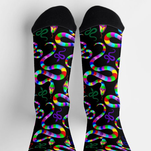 Snake Psychedelic Rainbow Colors Socken (Oben)