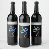 Snake Psychedelic Rainbow Colors Weinetikett (Flaschen)