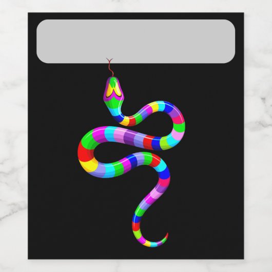Snake Psychedelic Rainbow Colors Weinetikett (Einzelnes Label)