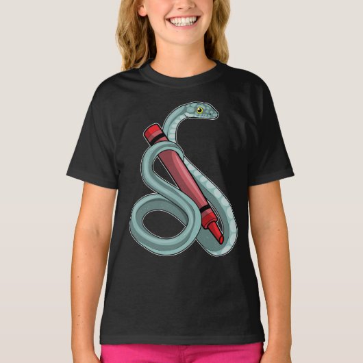Snake Pupil Crayon School T-Shirt (Vorderseite)