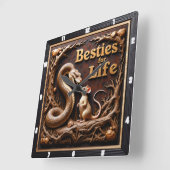 Snake Rat Best Friends Quadratische Wanduhr (Winkel)