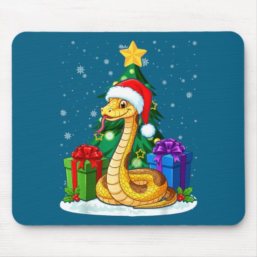 Snake Santa Hat Christmas Pajama Cute Animal Snowf Mousepad (Vorne)