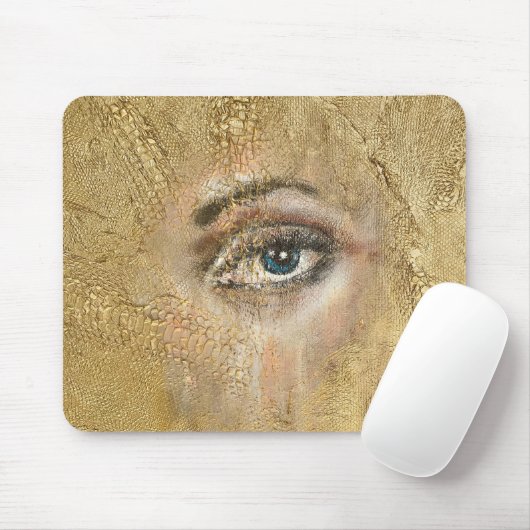 Snake Skin Blue Eyes Gold Computer Mousepad (Mit Mouse)