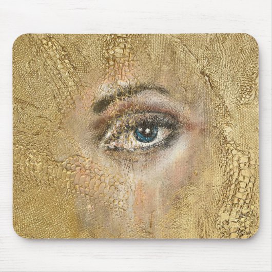 Snake Skin Blue Eyes Gold Computer Mousepad (Vorne)