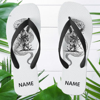 Snake Skull Flip-Flops – Gothic Tattoo Style Shoes Badesandalen