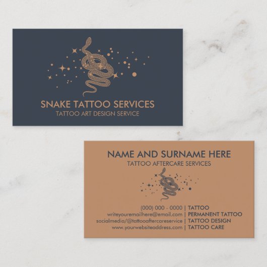 Snake Tattoo Trendy Visitenkarte (Vorne/Hinten)
