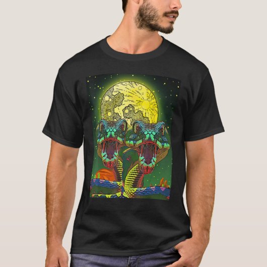Snake Trippy 2 Headed Snake in Desert Cool Graphi T-Shirt (Vorderseite)