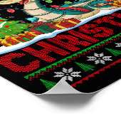 Snake Ugly Christmas Sweaters Funny Santa Hat Ligh Poster (Ecke)