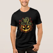 Snake Wrapped Around Jack-o'-Lantern Art Tri-Blend Shirt (Vorderseite)