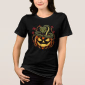 Snake Wrapped Around Jack-o'-Lantern Art Tri-Blend Shirt (Vorderseite)