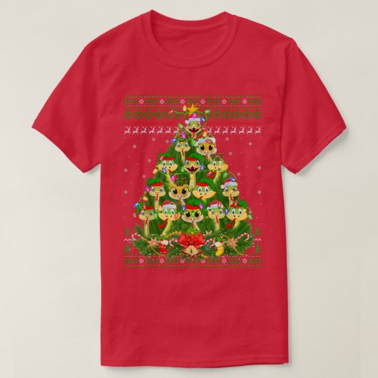 Snake Xmas Leuchtturm Tree Santa Snake Ugly Christ T-Shirt (Design vorne)