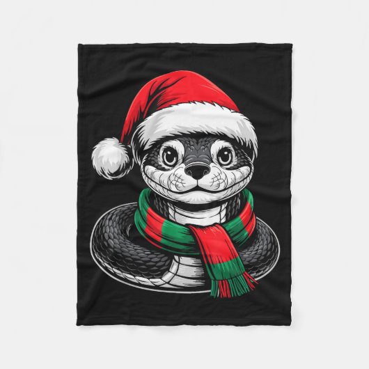 Snake Xmas Santa Hat F Christmas Costume Fleecedecke (Vorderseite)