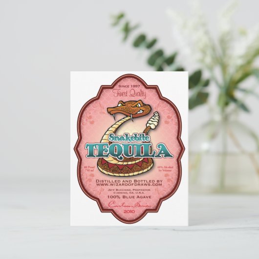Snakebite Tequila Postkarte (Stehend Vorderseite)
