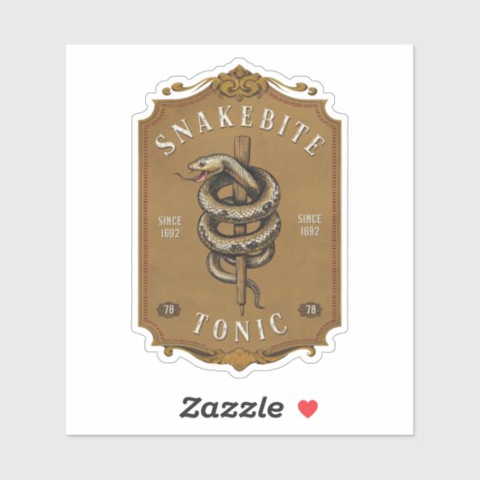 Snakebite Tonic Vintag Label Aufkleber (Blatt)