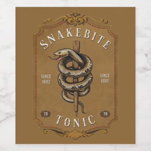 Snakebite Tonic Vintag Weinetikett (Einzelnes Label)