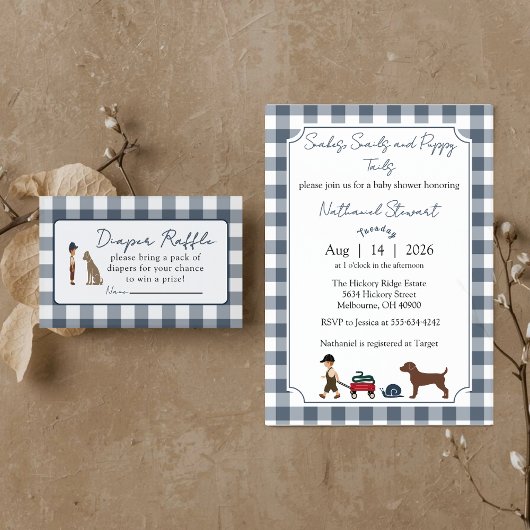 Snakes, Snails & Puppy Tails -diaper raffle card Begleitkarte