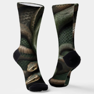 Snakeskin 3D Print Green and Black Schlange Socken