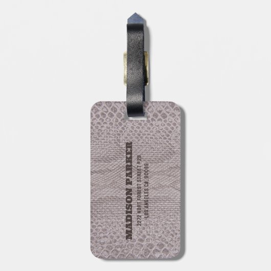 Snakeskin Beige Pattern Gepäcktag Gepäckanhänger (Rückseite vertikal)