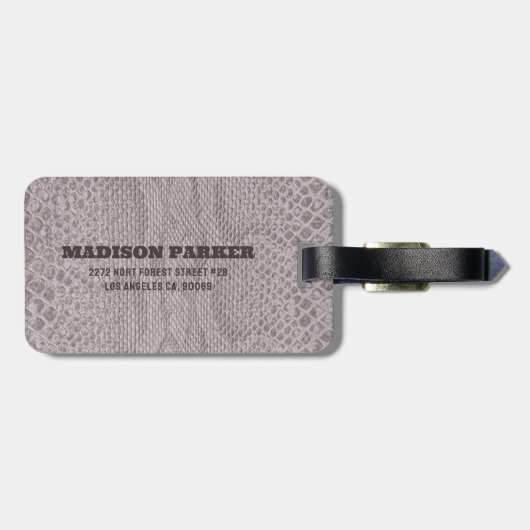 Snakeskin Beige Pattern Gepäcktag Gepäckanhänger (Rückseite horizontal)