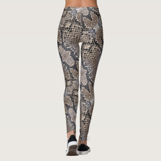 Snakeskin Blick in den Graun und versilbert Leggings (Rückseite)