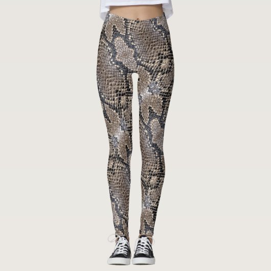 Snakeskin Blick in den Graun und versilbert Leggings (Vorderseite)
