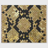 Snakeskin Gold Glitzer und Schwarz Muster Geschenkpapier (Flach)