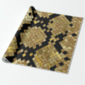 Snakeskin Gold Glitzer und Schwarz Muster Geschenkpapier (Ungerollt)