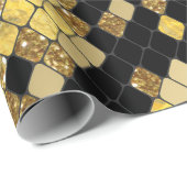 Snakeskin Gold Glitzer und Schwarz Muster Geschenkpapier (Rolleneckpunkt)