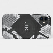 Snakeskin, grau, weiß und schwarz Mit Monogramm Case-Mate iPhone Hülle (Rückseite (Horizontal))