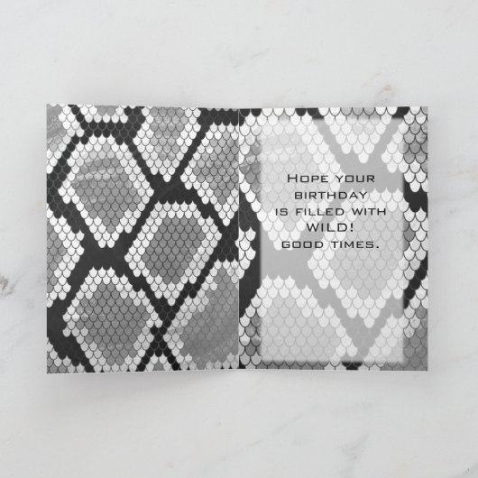 Snakeskin, grau, weiß und schwarz Mit Monogramm Karte (Innenseite)